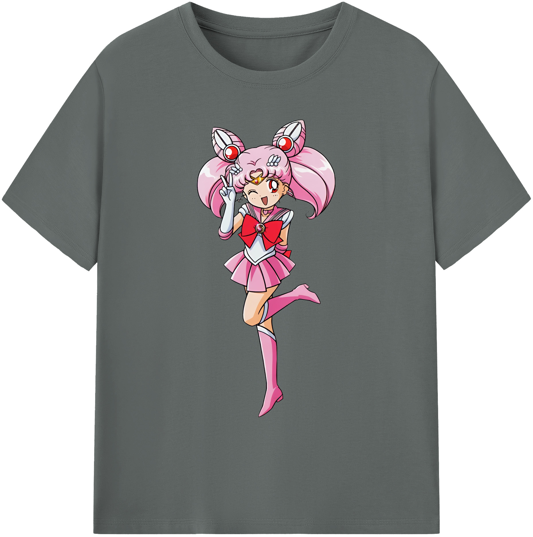 （画像用） 美少女戦士セーラームーン ちびうさ Sailor Moon Chibiusa Tsukino Usagi Small Lady Serenity 綿100％ メンズ半袖Tシャツ｜肌触りやわらか＆通気性